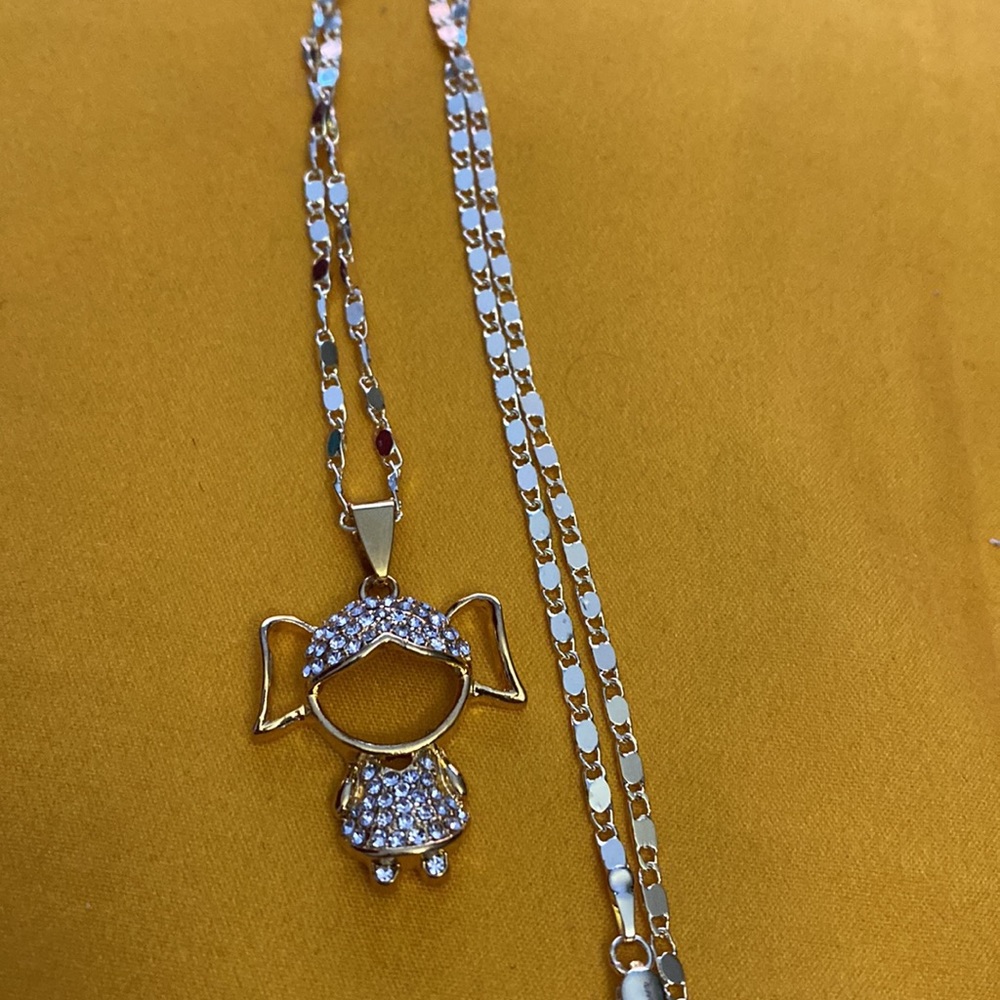 Necklace,girls, with gold bath 14k,zircon gold plated